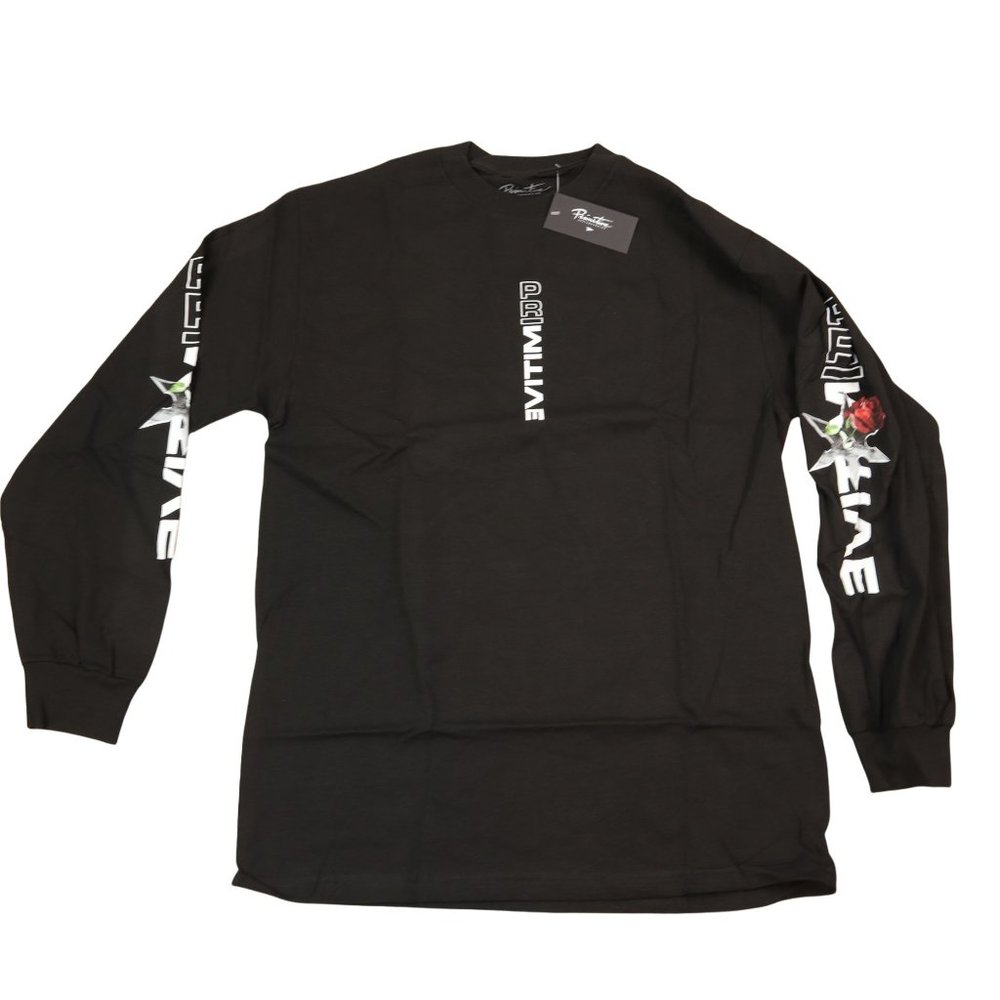 primitive skateboarding t shirt / long sleeve / black color / sleeve graphics